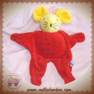 SUCRE D'ORGE DOUDOU SOURIS JAUNE QUASI PLAT ROUGE 2000