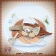 DOUDOU ET COMPAGNIE SOS OURS PLAT MARRON BLANC FLEURI TATOO