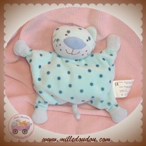 KIMBALOO SOS DOUDOU CHAT OURS QUASI PLAT BLEU POIS 