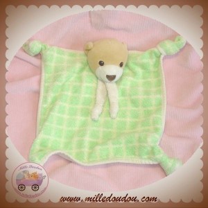 NOUNOURS SOS DOUDOU OURS BEIGE PLAT CARRE VERT 