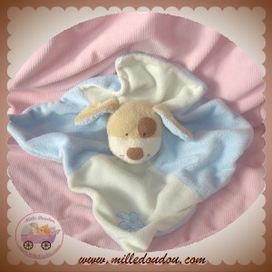 NICOTOY SOS DOUDOU CHIEN PLAT ECRU BLEU FLEUR