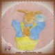 NOUNOURS SOS DOUDOU LAPIN MARIONNETTE BLEU JAUNE AVEC BEBE