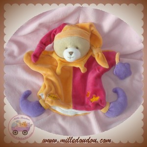 BABYNAT BABY NAT SOS DOUDOU OURS MARIONNETTE CIRCUS ORANGE MAUVE 