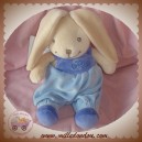 NOUNOURS DOUDOU LAPIN CLAIR SALOPETTE BLEU FLEURS SOS