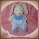 NOUNOURS DOUDOU LAPIN CLAIR SALOPETTE BLEU FLEURS SOS