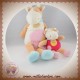 DOUDOU ET COMPAGNIE SOS VACHE CERISE AVEC BEBE BEIGE ROSE 