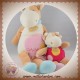 DOUDOU ET COMPAGNIE SOS VACHE CERISE AVEC BEBE BEIGE ROSE 