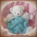 KALOO DOUDOU OURS BLANC CORPS BLEU CLAIR PLUME 30 CM