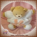 KALOO SOS DOUDOU OURS BEIGE CORPS BOULE BLANC FLEUR ROSE