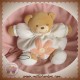 KALOO SOS DOUDOU OURS BEIGE CORPS BOULE BLANC FLEUR ROSE