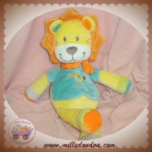 NICOTOY DOUDOU LION JAUNE ORANGE PULL BLEU TOUCAN SOS