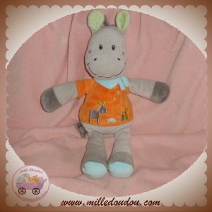 NICOTOY DOUDOU ANE GRIS PULL ORANGE SOS