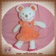 NICOTOY SOS DOUDOU OURS BLANC ROBE ORANGE POIS ROSE