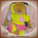 AJENA SOS DOUDOU LAPIN MARRON HABIT BLEU ROSE NEUF