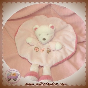 NICOTOY DIVERS SOS DOUDOU OURS PLAT ROND BLANC ROSE COEUR