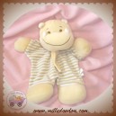 PSLD DOUDOU HIPPOPOTAME PLAT RAYE BLANC BEIGE CREDIT AGRICOLE SOS