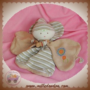 MGM SOS DOUDOU OURS BEIGE TREFLE RAYE PLAT DODO D'AMOUR
