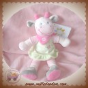 NICOTOY DOUDOU VACHE GIRAFE ECRU VERT ROBE ROSE 22CM SOS