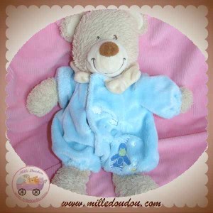 TEX SOS DOUDOU OURS BEIGE COMBINAISON BLEU LAPIN NUAGE