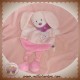 TEX DOUDOU LAPIN PLAT ROSE FLEUR JAMBES OISEAU SOS