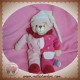 DOUDOU ET COMPAGNIE SOS OURS BEIGE CORPS ROSE MOUCHOIR 