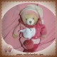 DOUDOU ET COMPAGNIE SOS OURS BEIGE CORPS ROSE MOUCHOIR 