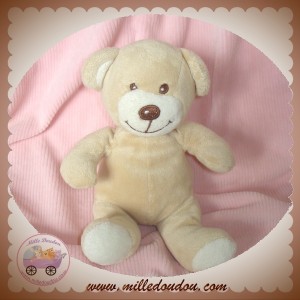 BAMBIA SOS DOUDOU OURS BEIGE ET ECRU HOCHET