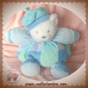 KALOO SOS DOUDOU OURS BLANC LAGOON BLEU CARREAU BERET