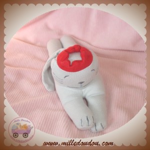 PETIT BATEAU SOS DOUDOU CHAT ALLONGE TISSU GRIS ROI ROUGE