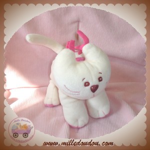 NOUNOURS SOS DOUDOU CHAT HOCHET BLANC ECRU ROSE