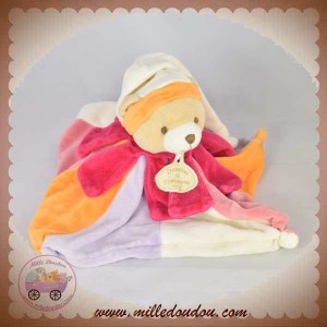 DOUDOU ET COMPAGNIE SOS OURS PLAT FLEUR ROSE ORANGE MAUVE 