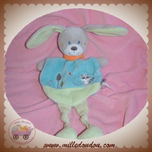 TEX SOS DOUDOU LAPIN PLAT VERT BLEU PANDA