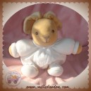 KALOO SOS DOUDOU LAPIN BEIGE BOULE BLANC BRODERIE