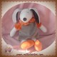 LES TROIS OURS LINVOGES SOS DOUDOU LAPIN BLANC ROBE GRISE