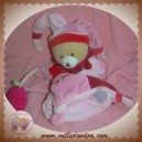 DOUDOU ET COMPAGNIE SOS OURS MARIONNETTE ROSE ROUGE FRAISE