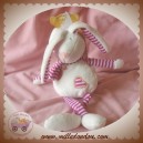 BABYNAT BABY NAT DOUDOU LAPIN BLANC RAYE ROSE COEUR SOS