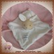 DOUDOU ET COMPAGNIE SOS LAPIN PLAT ECRU BRODERIE COLERETTE BLEU 