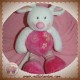 JOLLYMEX DOUDOU SOURIS BLANCHE ROSE FLEUR NICOTOY