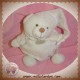 DOUDOU ET COMPAGNIE SOS OURS BOULE BLANC BIO FLEUR COEUR 