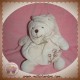 DOUDOU ET COMPAGNIE SOS OURS BOULE BLANC BIO FLEUR COEUR 