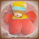 NOUNOURS DOUDOU OURS BEIGE CORPS ROSE JAUNE FLEUR SOS