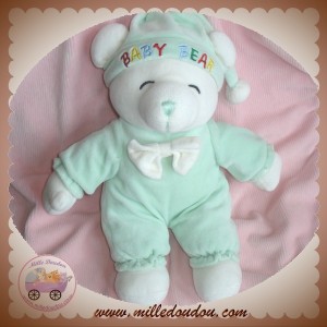 GIPSY SOS DOUDOU OURS BLANC HABIT VERT NOEUD PAPILLON