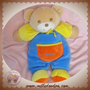 TAKINOU SOS DOUDOU OURS BEIGE CORPS BLEU JAUNE