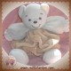 KALOO DOUDOU OURS BLANC CORPS BEIGE MARRON PLUME 30 CM