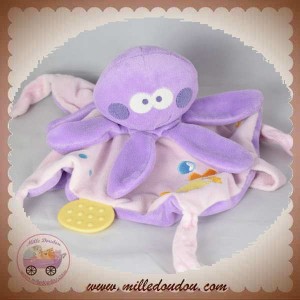 MOTS D'ENFANTS DOUDOU PIEUVRE SUR MOUCHOIR MAUVE ROSE SOS