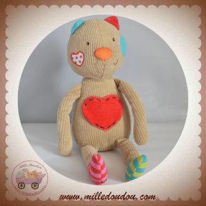 EBULOBO SOS DOUDOU CHAT OURS MARRON COEUR ROUGE
