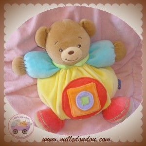 KALOO SOS DOUDOU OURS BEIGE BOULE JAUNE ROND ROUGE