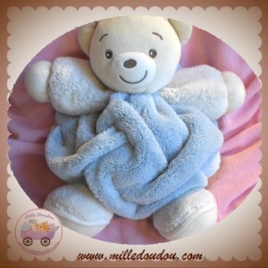 KALOO DOUDOU OURS BLANC CORPS BLEU PLUME 28 CM