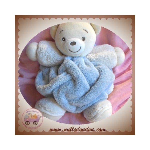 KALOO DOUDOU OURS BLANC CORPS BLEU PLUME