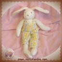 JACADI DOUDOU LAPIN BLANC SALOPETTE CARREAUX JAUNE SOS